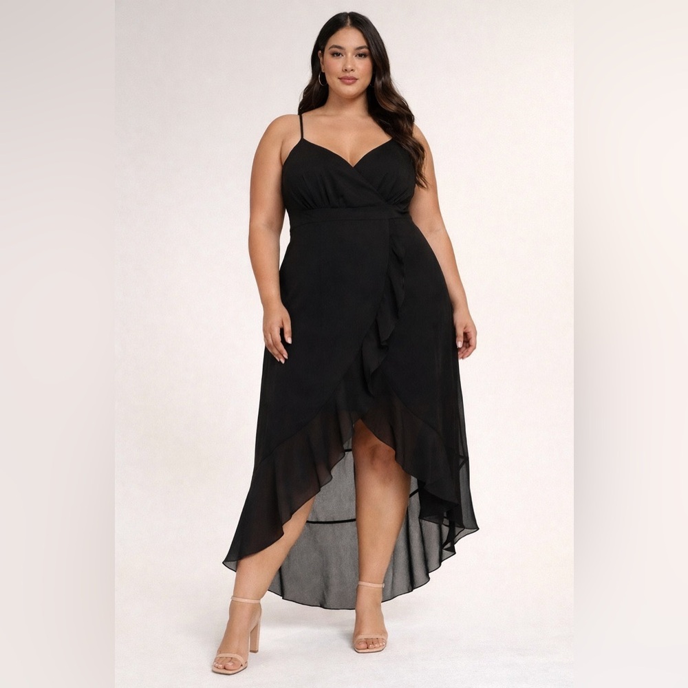 Charlotte Russe Black V-Neck Spaghetti Strap Maxi Dress